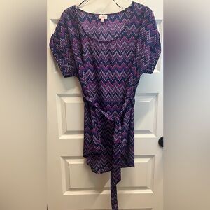 41 Hawthorn Polly Abstract Chevron Tie-Waist Tunic SZ M